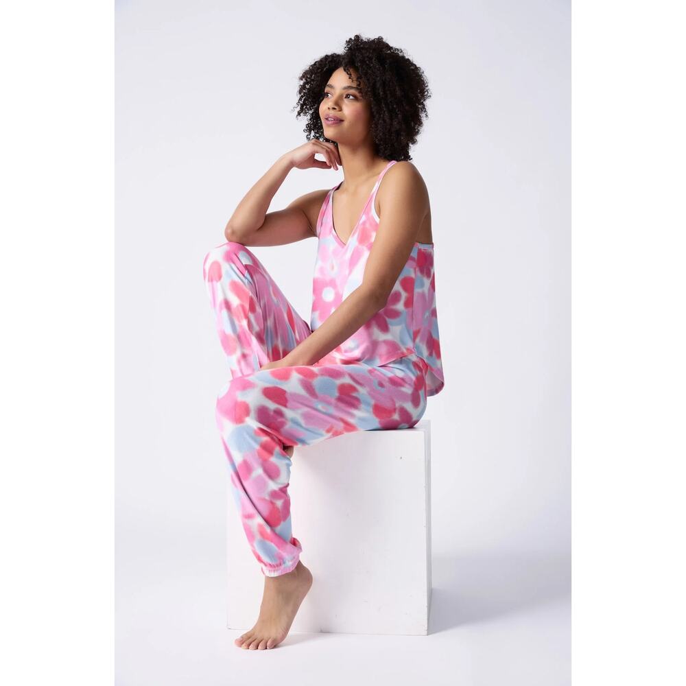 PJ Salvage Spread Kindness Tank & Pants Pajama 2 Piece Set XS Ivory Pink Floral - Picture 2 of 14
